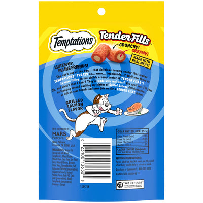 Tender Fills Grilled Salmon Flavor Soft Chew Treats for Adult Cats, 2.1 Oz Pouch