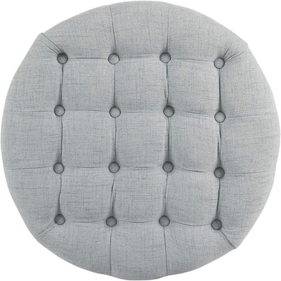 Home Decor | Button Tufted Woven round Storage Ottoman | Ottoman with Storage for Living Room & Bedroom (Light Blue)