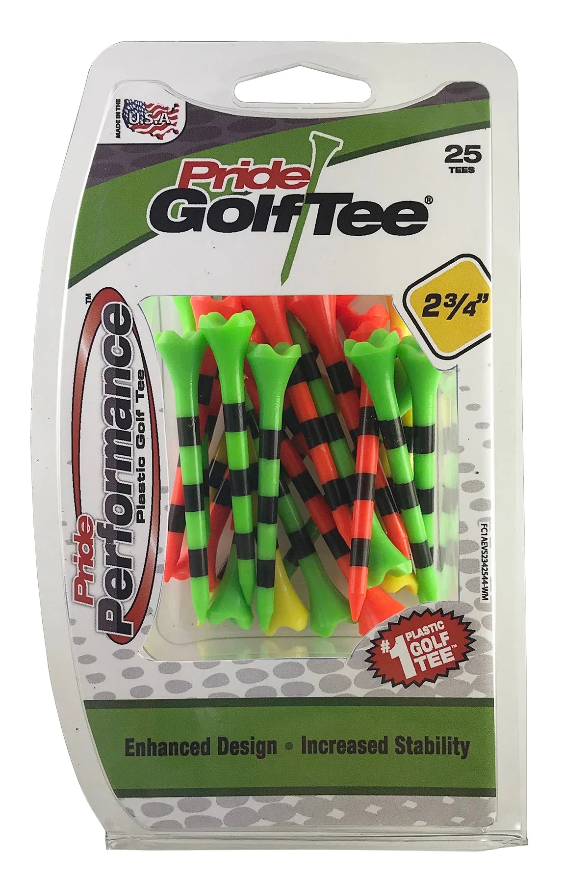 Pride Performance 2.75" Striped Fruit Mix Plastic Golf Tee, 25 Count