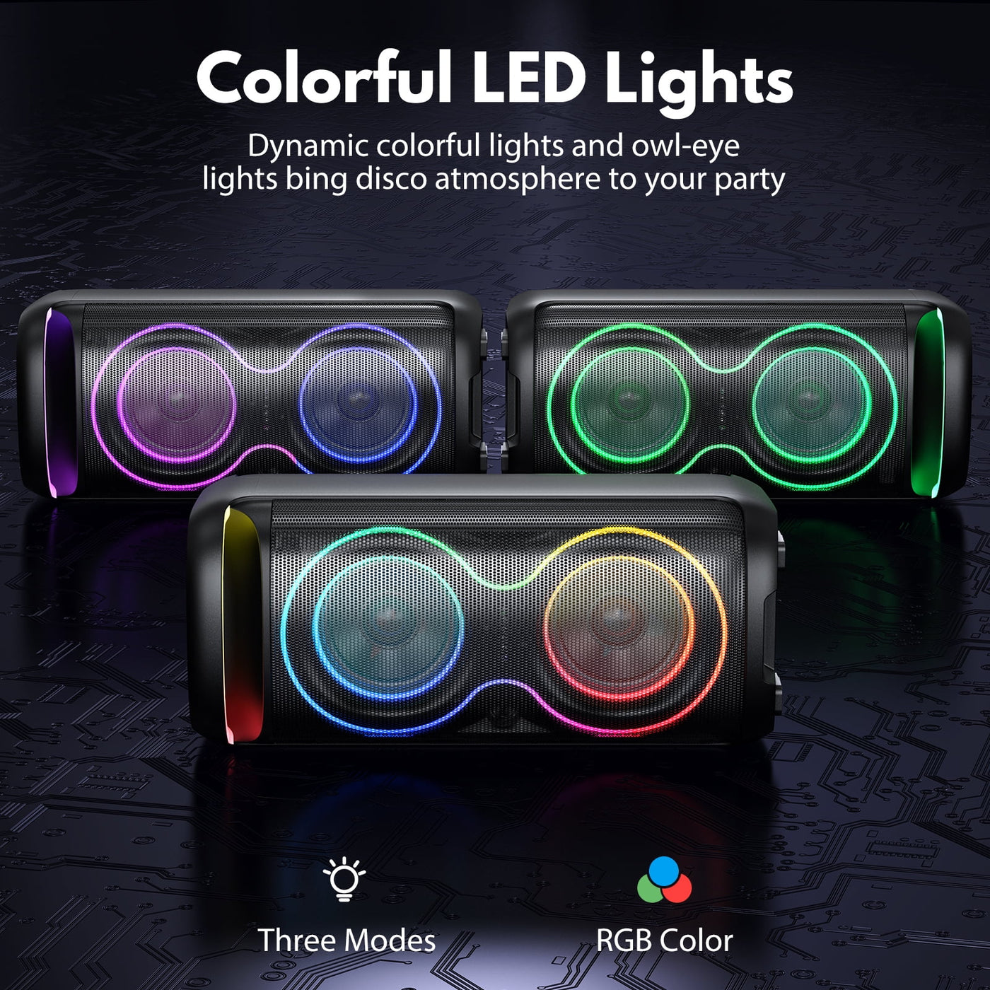Speaker, Big Bluetooth Speaker with DJ Lights, Portable Wireless Large Party Speaker with Remote Control for Outdoor