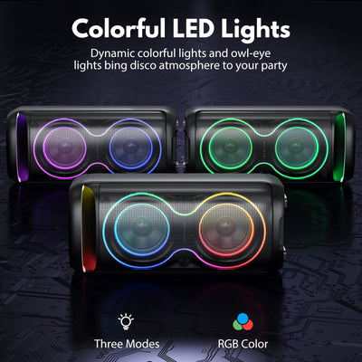 Speaker, Big Bluetooth Speaker with DJ Lights, Portable Wireless Large Party Speaker with Remote Control for Outdoor
