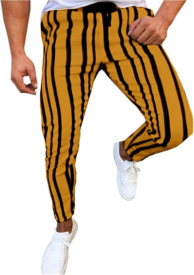 Striped Printed Stretch Flat Front Men Pants Casual,Men'S Straight-Fit Stripe Dress Pants,Mens Elastic Waist Pants Pinstripe Trousers Sweatpants High Waist Pants Yellow
