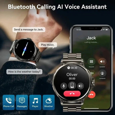 1.85" Ultra HD Smartwatch GPS Bluetooth Call Health Monitoring Watch Gym Gift